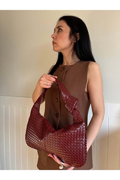 lalettobags Γυναικεία τσάντα ώμου Aster Model με πλεκτή λεπτομέρεια, μικρού μ...