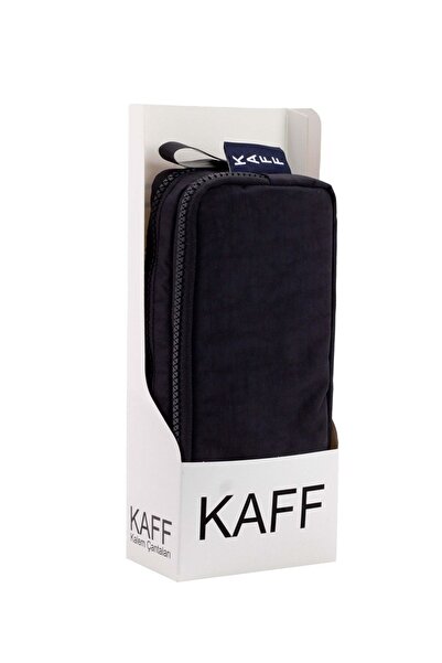 KAFF 01105 Krinkıl Kumaş Yıkanabilir Çift Bölmeli Gözlü Kalemlik Kalem Kutusu - Siyah