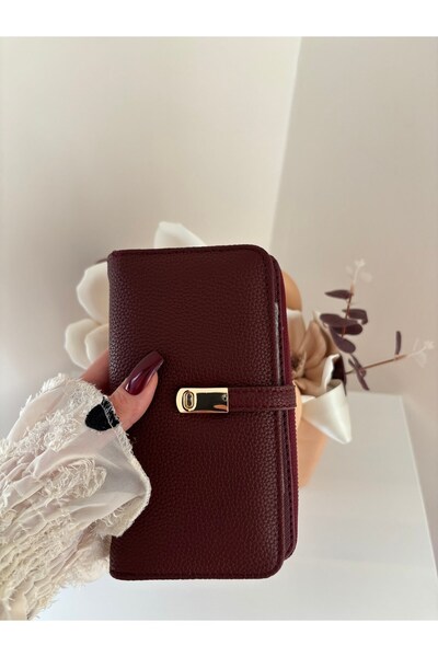 lalettobags Γυναικείο πορτοφόλι από συνθετικό δέρμα σε μπορντό χρώμα με θήκη ...