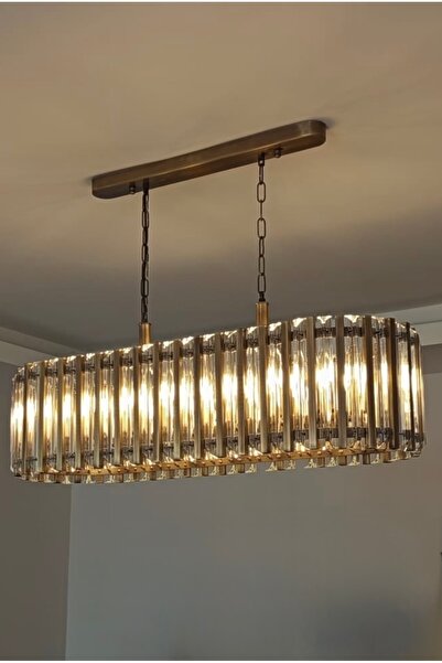 Cristalin Aydınlatma Modern Luxury Bronz Eskitme Yemek Masası Üzeri 90 cm Avize