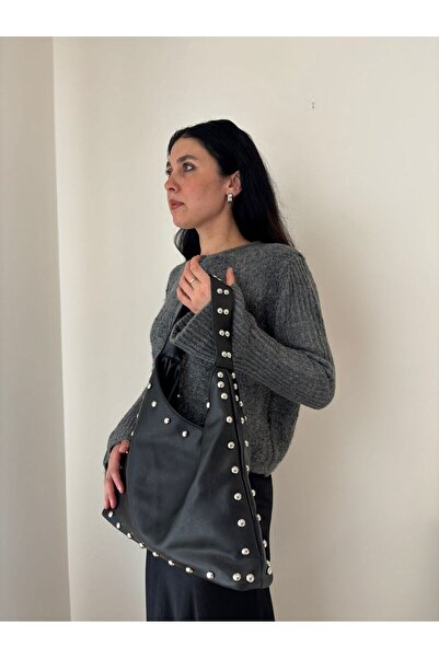 lalettobags Geantă de umăr casual din piele artificială, model liliac, cu det...
