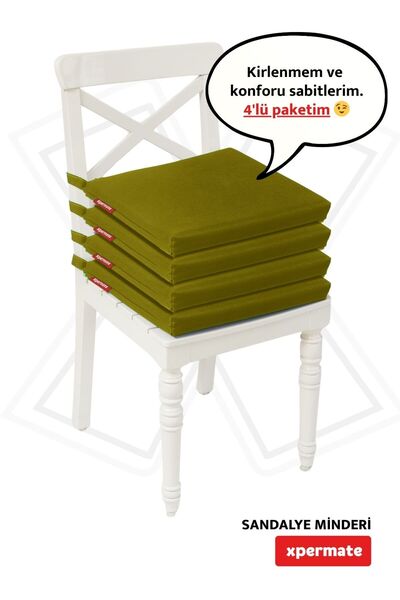 XPERMATE Σετ 4 μαξιλαριών καρέκλας 40x40 με κορδόνια και φερμουάρ, αδιάβροχο,...