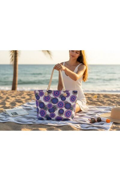 Intisimo Geantă de plajă, Mare, Fashion, Alb/Mov