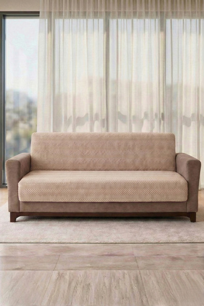 Meslina Home %100 Pamuk Jakarli Koltuk Kanepe Çekyat Örtüsü Kılıfı Lastikli K...