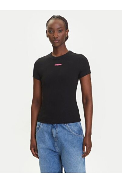 Tommy Hilfiger SİYAH LOGOLU KADIN T-SHIRT