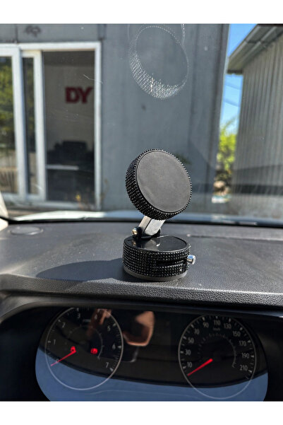 IŞILTI DESİGN Kadınlara Özel Siyah Kristal Taşlı Araç Telefon Tutacağı Oto Te...