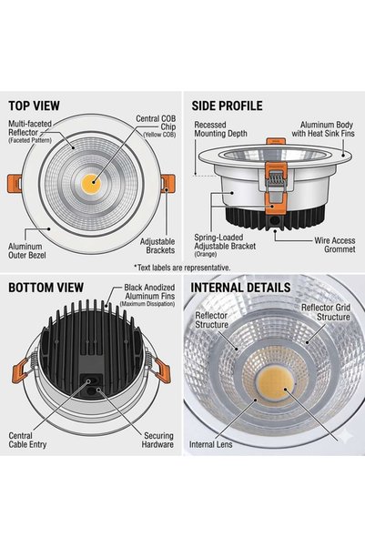 LATUS 15W LED Downlight Ceiling 220-240V, Recessed Ceiling Lights, 4000K Spotlights