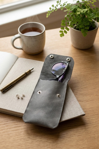 Be Online 100% Genuine Leather Pen Holder with Snap Closure, Multi-Purpose Le...
