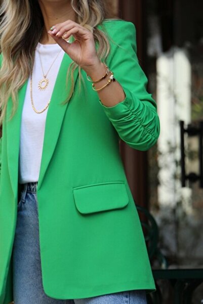 bytugcekaya Ανοιχτό πράσινο μανίκι με λεπτομέρεια Blazer