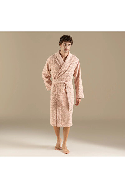 Chakra رداء حمام رجالي من القطن بنسبة 100% بنمط متعرج، لون داكن