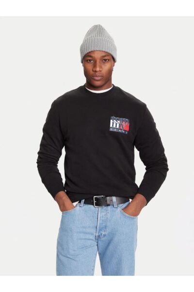 Tommy Hilfiger Erkek Marka Logolu Organik Pamuklu Bisiklet Yakalı Günlük Kull...