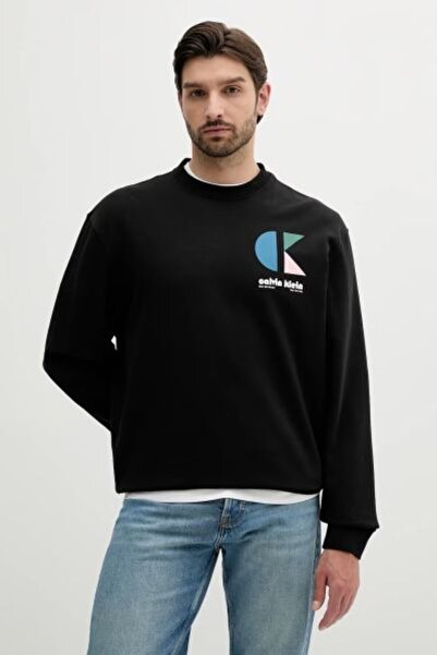 Calvin Klein Jeans Bisiklet Yaka Siyah Erkek Sweatshırt LV04RC285GUB1 LS EU 3...