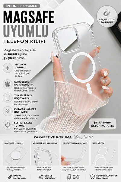 SyncCase iPhone Kılıf 16 Pro Max Magsafe Kılıfı Telefon Kılıfı Kabı Uyumlu Şe...