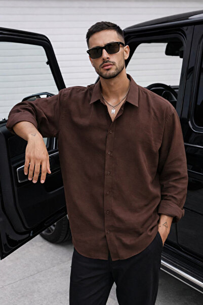 Delpino Cămașă din material textil cu mânecă lungă pentru vară modal