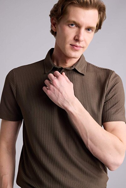 DeFacto Μπλουζάκι πόλο με λεπτή γραμμή εφαρμογής, λαιμόκοψη πόλο, κοντό μανίκ...