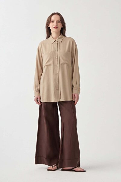 ALLDAY Μπεζ-πατακίνι χρώματος λεπτομερές τουνίκ Με τσέπες