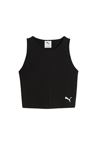 Puma 629765-01 Wardrobe Ess Ριμπ Κροπ Τοπ Γυναικείο Μπλουζάκι Μαύρο