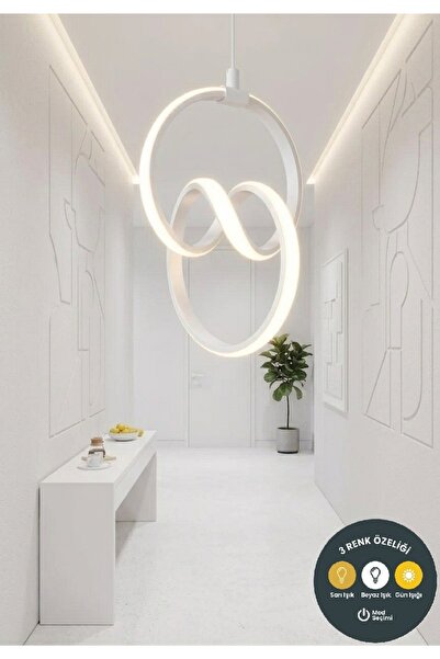 Lzy Avize Store 3 Renkli Signature Beyaz Sarkıt Avize Modern Salon, Mutfak, Ç...