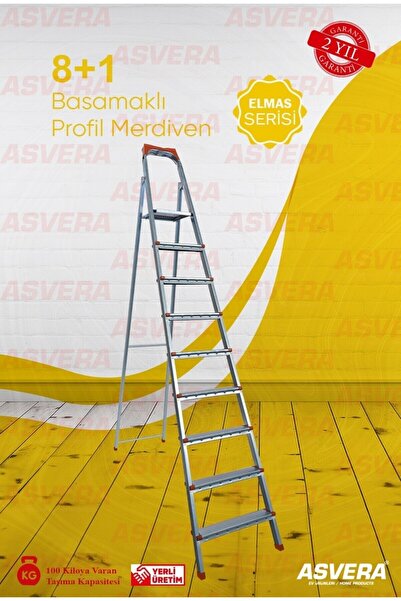 ASVERA Elmas Serisi - 8+1 Basamaklı Galvanizli Profil Merdiven | Dayanıklı, K...