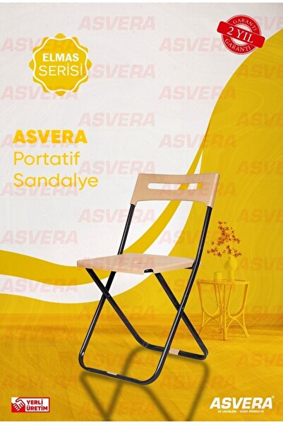 ASVERA Elmas Serisi - Mutfak Bahçe Kamp Sandalyesi Katlanabilir Siyah
