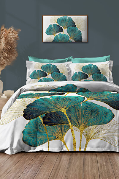 MonoHome Σετ Παπλωματοθήκη Διπλό 100% Βαμβακερό Σατέν – Luxury Leaves