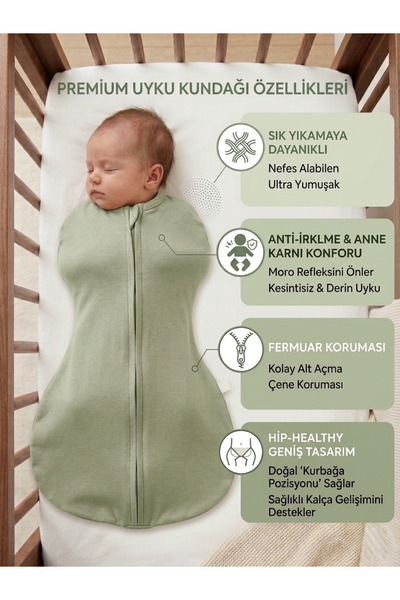 Kuarks 100% Organic Cotton Breathable Baby Swaddle Sleeping Bag with Zipper Newborn Sleeping Swaddle