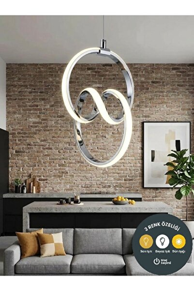 Lzy Avize Store 3 Renkli Signature Krom Sarkıt Avize Modern Salon, Mutfak, Ço...