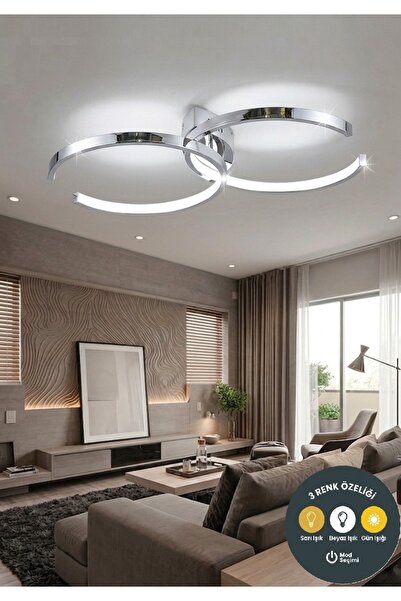 Lzy Avize Store C Model Krom 3 Renkli Plafonyer Avize Salon, Mutfak, Antre & ...