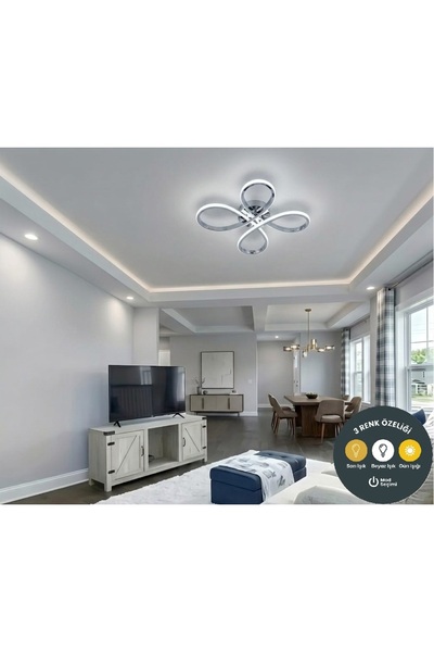 Lzy Avize Store Daisy 4’lü Krom Plafonyer Avize 3 Renkli – Salon, Çocuk Odası...