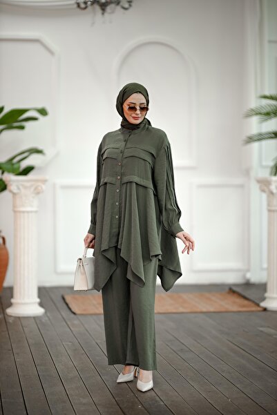 NS Moda Tesettür Zerde Takım Haki-Model 564