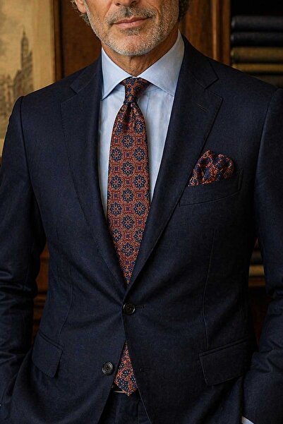 Kravatkolik Γραβάτα μαντήλι με κλασικό πορτοκαλί μοτίβο - KK12676