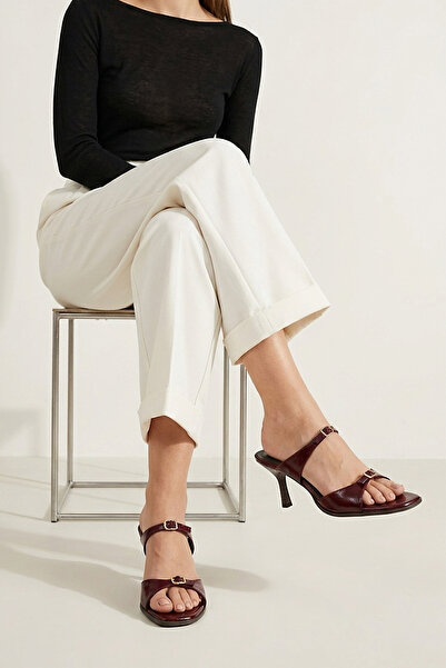 Ziya , Γυναικείες παντόφλες με τακούνι από γνήσιο δέρμα 1611059Z0305 Βουργουν...