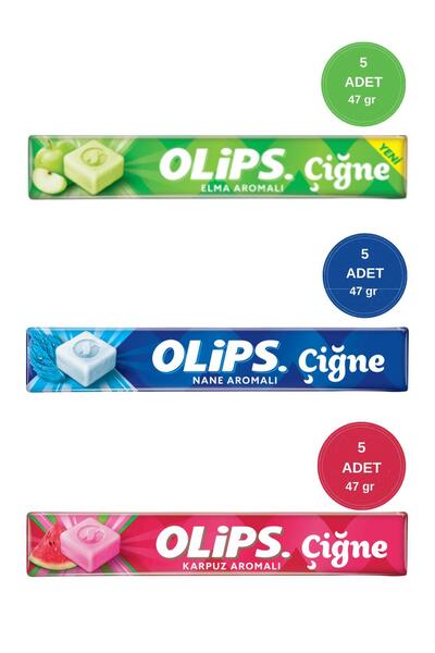 Olips Çiğne Ferahlatıcı Şeker Paketi - Elma, Nane, Karpuz 47 Grx 15 Adet