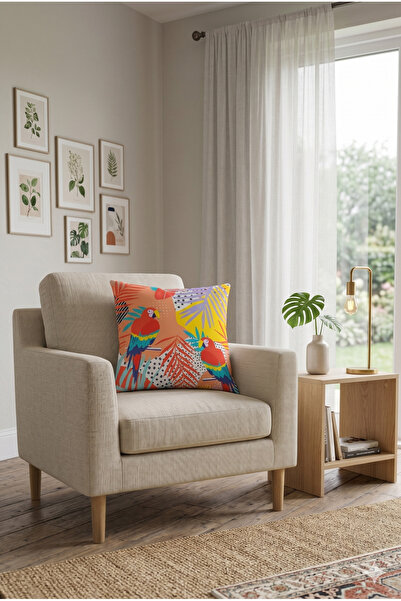 ASDİVA SMR Tropical Bird Pattern Throw Pillow – Μαλακό πολύχρωμο διακοσμητικό...