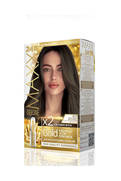 MAXX DELUXE Golden Beauty Set Saç Boyası 6.11 Yoğun Küllü Koyu Kumral