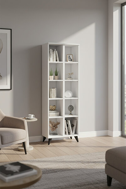 Dienni Simple Kitaplık 8 Raflı 60x30x176 BEYAZ