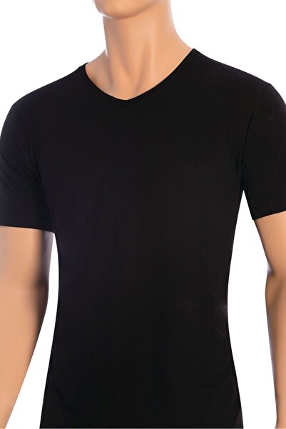 Öts Pack of 2 Men's Single Jersey V-Neck T-shirt Black (100% Cotton)