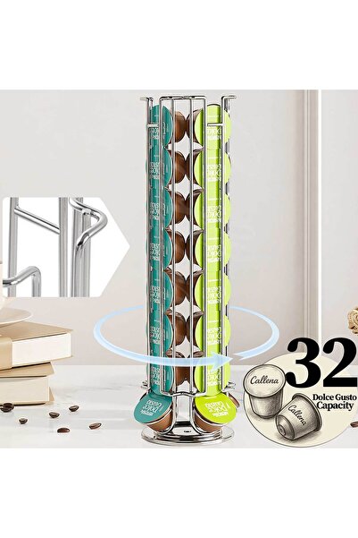 Callena Suport pentru capsule Dolce Gusto, oțel, vertical, argintiu, 42x11cm,