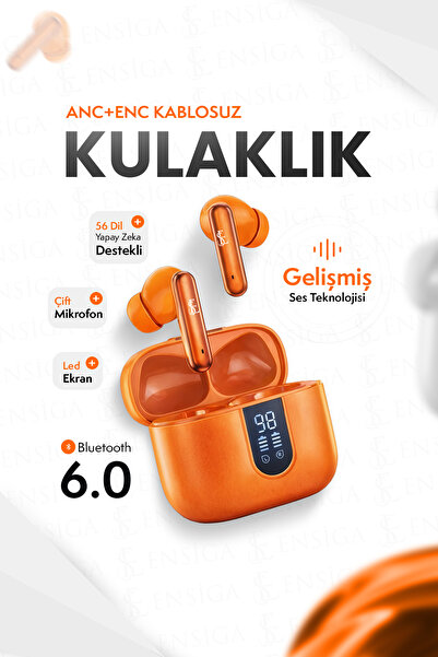 EN SİGA ANC+ENC Kablosuz Kulaklık Bluetooth 6.0, AI Çeviri 56 Dil, Çift Mikro...