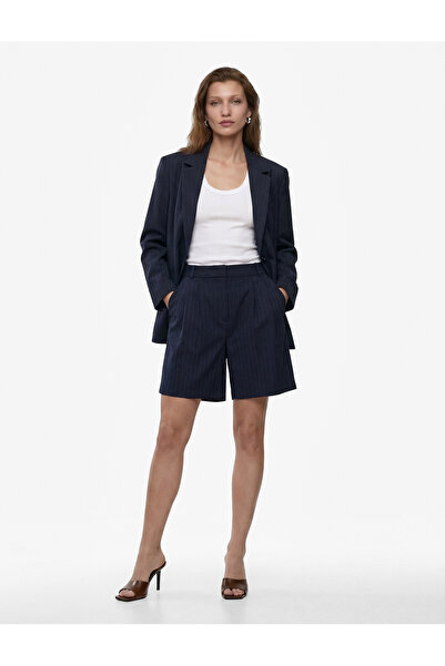 Koton Ψηλόμεσο υφασμάτινο σορτς βερμούδα με πιέτες και ρίγες