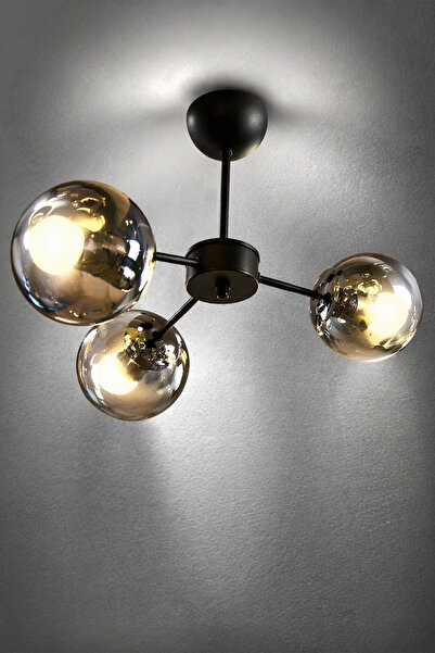 MINIMAL ETICARET VE BILGI TEKNOLOJILERI Globe Black & Silver TRİO Plafonyer K...