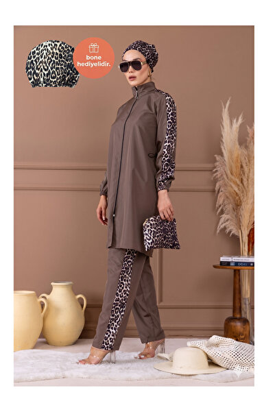 dilberfashion Σετ μαγιό με κορδόνι στη μέση, διακοσμημένο με λεοπάρ σχέδιο κα...