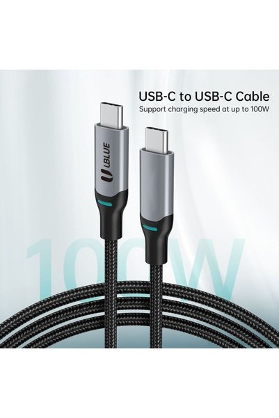UBLUE USB-C to USB-C Cable, 100W Max, Fast Charging, 1.8m Type C, Nylon Braided, for iPhone 17 / S25