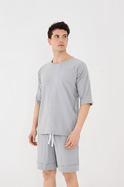 RELAXL 2XS-10XL %100 Pamuk Rahat Yaka Bol Basic Tişört Açık Gri