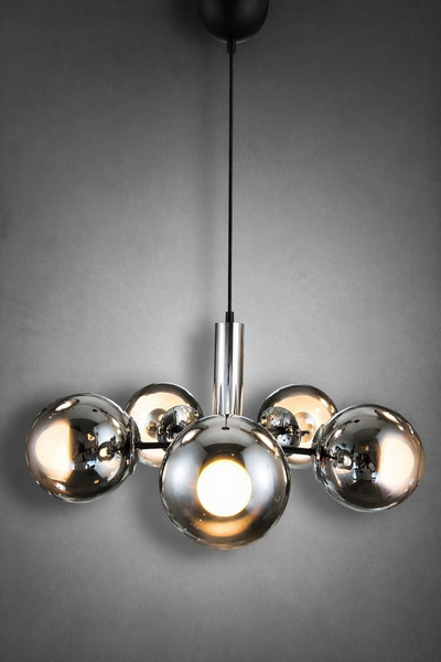 MINIMAL ETICARET VE BILGI TEKNOLOJILERI Globe Black & Silver PENTA Sarkıt Cam...