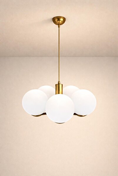 MINIMAL ETICARET VE BILGI TEKNOLOJILERI Globe Golden Up PENTA BEYAZ Cam Avize