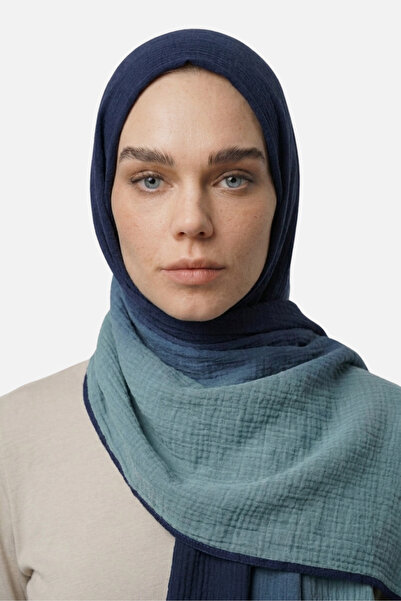 Mooncorn Gradient Muslin Shawl Navy Blue