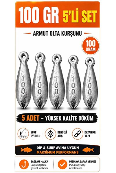 EK AV EKİPMANLARI 100 GR ARMUT OLTA KURŞUNU 5 Lİ SET