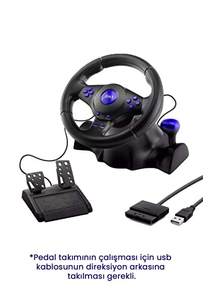 HADRON VW9803 Oyuncu Direksiyon Seti 180° PC PS3 PS2 Uyumlu Siyah
