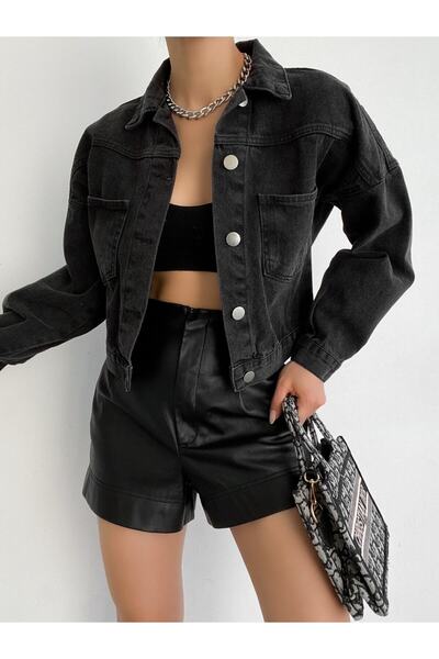 LB Laluna Butik Γυναικείο Crop τζιν μπουφάν